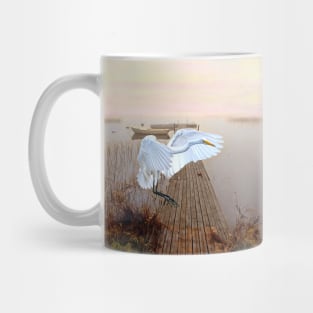 Great White Heron Landing Mug